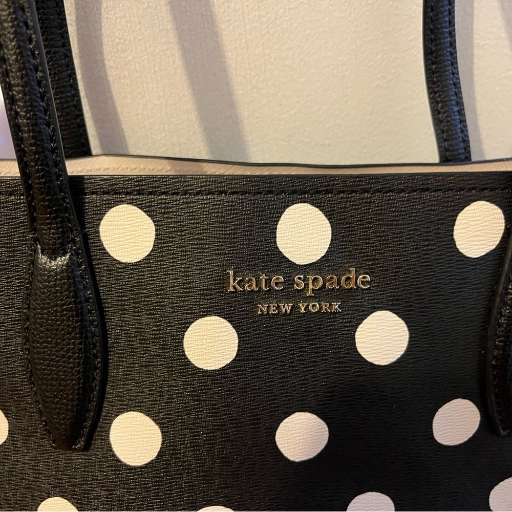 Kate Spade Black Tote with White Polka Dots